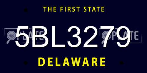 5BL3279 Delaware License Plate
