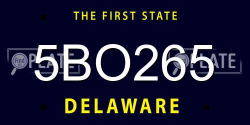 5BO265 Delaware License Plate