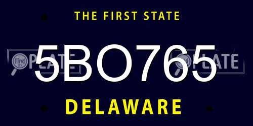 5BO765 Delaware License Plate