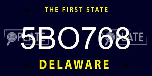 5BO768 Delaware License Plate