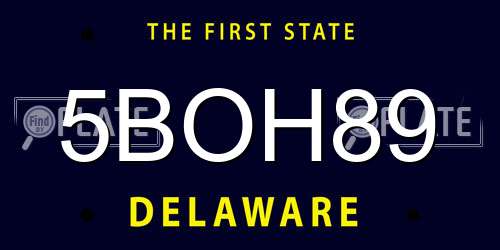 5BOH89 Delaware License Plate