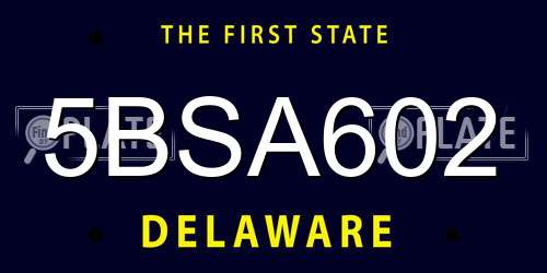 5BSA602 Delaware License Plate