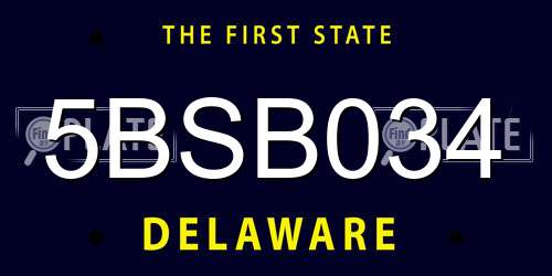5BSB034 Delaware License Plate