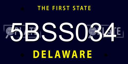 5BSS034 Delaware License Plate