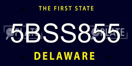 5BSS855 Delaware License Plate