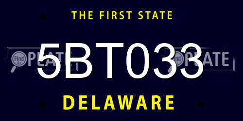 5BT033 Delaware License Plate