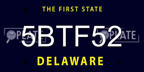 5BTF52 Delaware License Plate