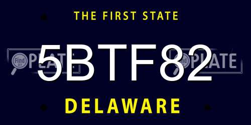 5BTF82 Delaware License Plate