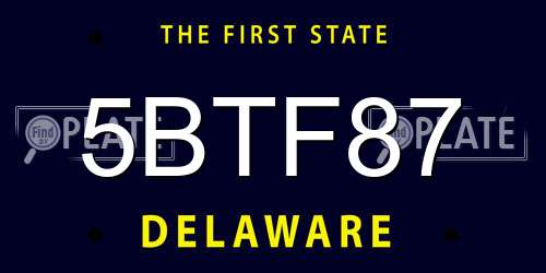 5BTF87 Delaware License Plate