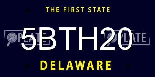 5BTH20 Delaware License Plate