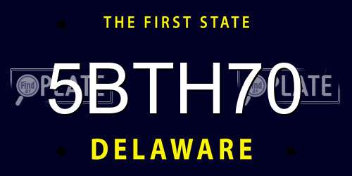 5BTH70 Delaware License Plate