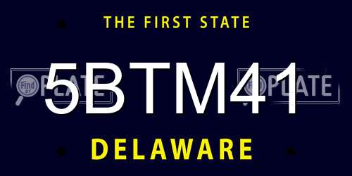 5BTM41 Delaware License Plate