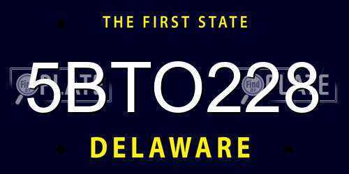 5BTO228 Delaware License Plate