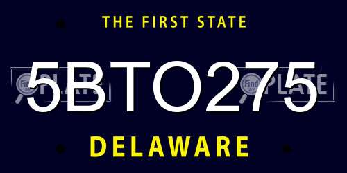 5BTO275 Delaware License Plate