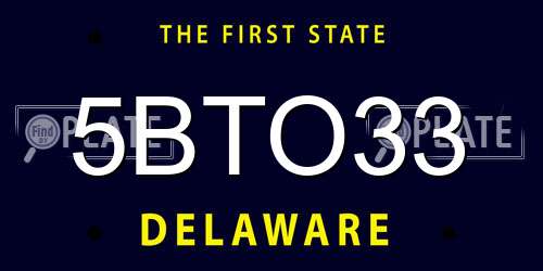 5BTO33 Delaware License Plate