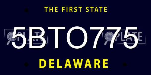 5BTO775 Delaware License Plate