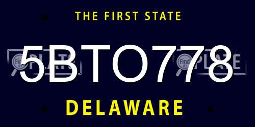 5BTO778 Delaware License Plate