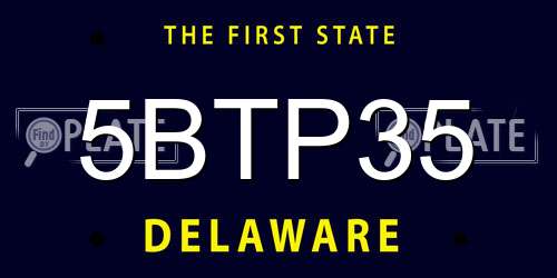 5BTP35 Delaware License Plate