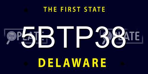 5BTP38 Delaware License Plate