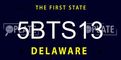 5BTS13 Delaware License Plate