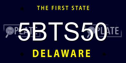 5BTS50 Delaware License Plate