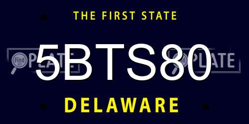5BTS80 Delaware License Plate