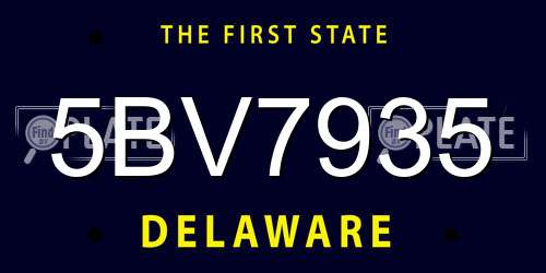5BV7935 Delaware License Plate