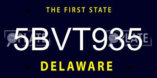 5BVT935 Delaware License Plate