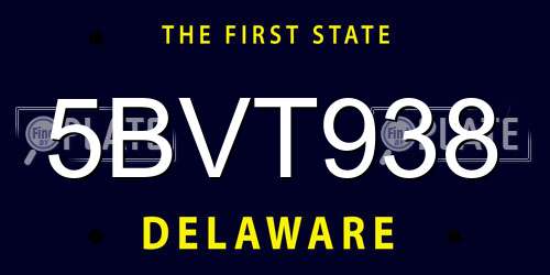 5BVT938 Delaware License Plate