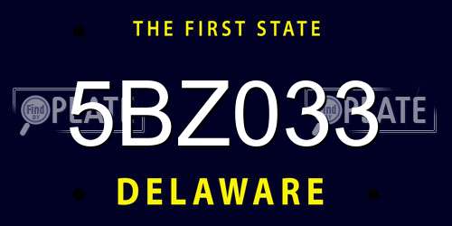 5BZ033 Delaware License Plate