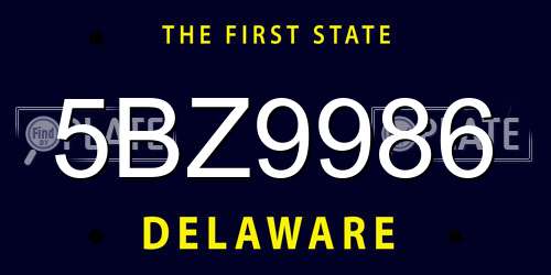 5BZ9986 Delaware License Plate