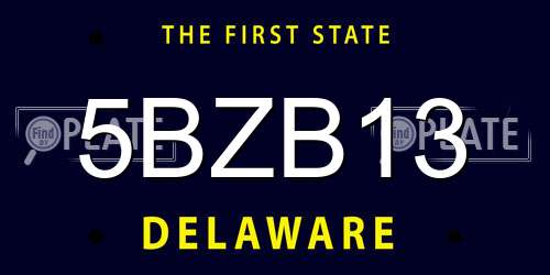 5BZB13 Delaware License Plate