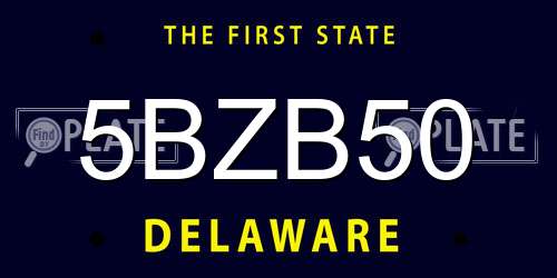 5BZB50 Delaware License Plate