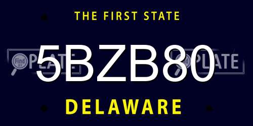 5BZB80 Delaware License Plate