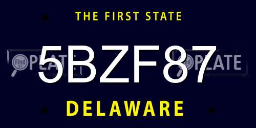 5BZF87 Delaware License Plate