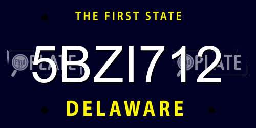 5BZI712 Delaware License Plate