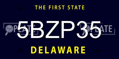 5BZP35 Delaware License Plate