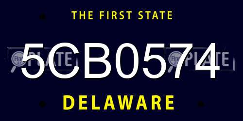 5CB0574 Delaware License Plate