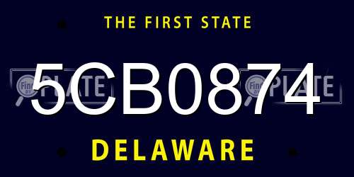 5CB0874 Delaware License Plate
