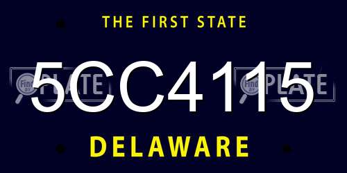 5CC4115 Delaware License Plate