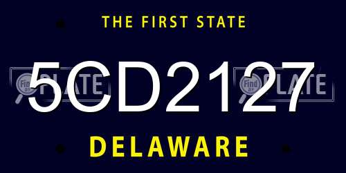 5CD2127 Delaware License Plate
