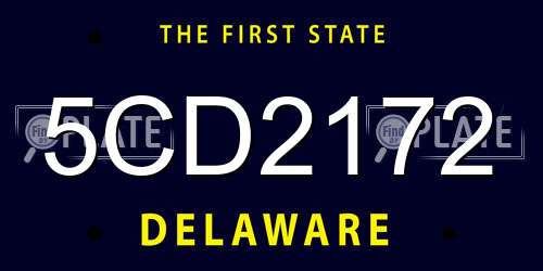 5CD2172 Delaware License Plate