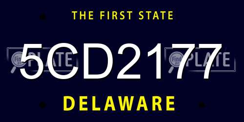 5CD2177 Delaware License Plate