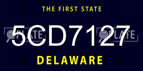 5CD7127 Delaware License Plate