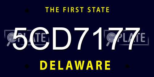5CD7177 Delaware License Plate