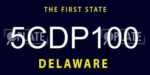 5CDP100 Delaware License Plate