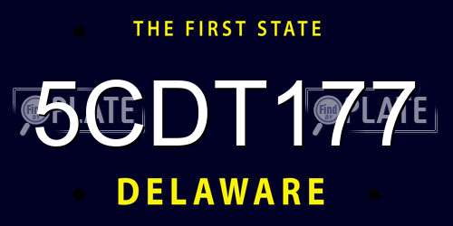 5CDT177 Delaware License Plate