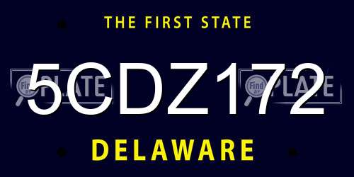 5CDZ172 Delaware License Plate