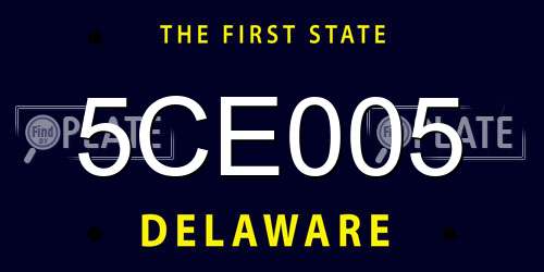 5CE005 Delaware License Plate