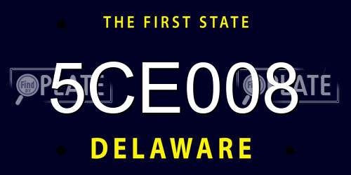 5CE008 Delaware License Plate